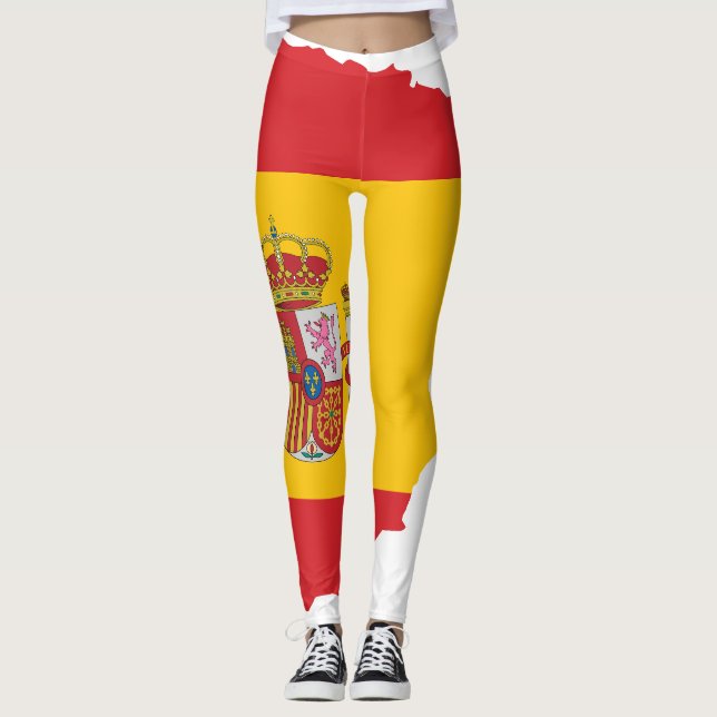 Spanien Flagga inom Karta Souvenir Design Leggings (Framsida)
