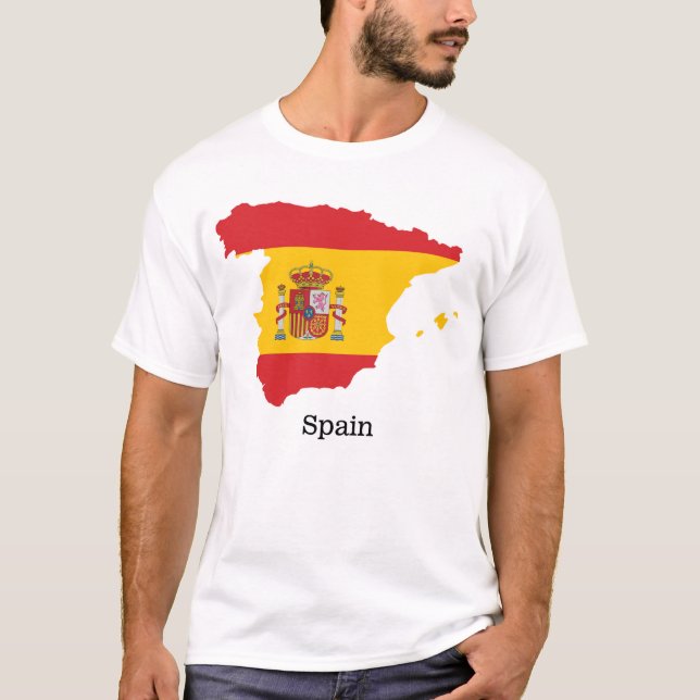 Spanien Flagga inom Karta Souvenir Design T Shirt (Framsida)