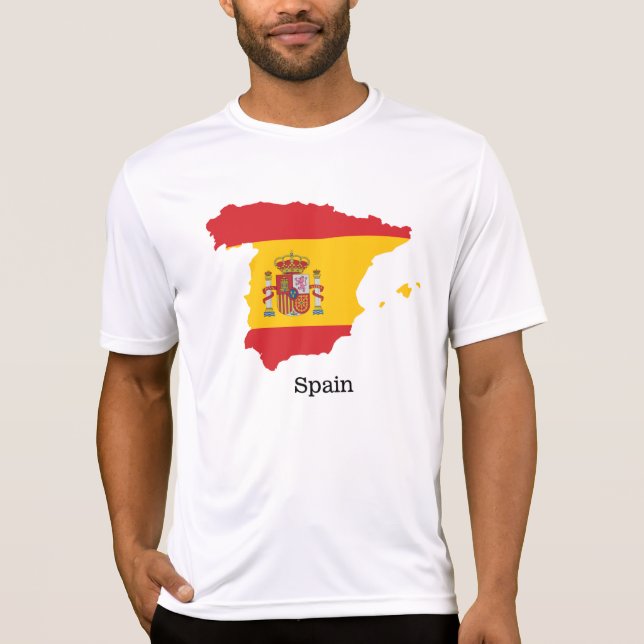 Spanien Flagga inom Karta Souvenir Design T Shirt (Framsida)