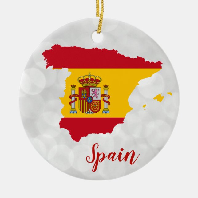 Spanien, Flagga, jul Karta Julgransprydnad Keramik (Framsidan)