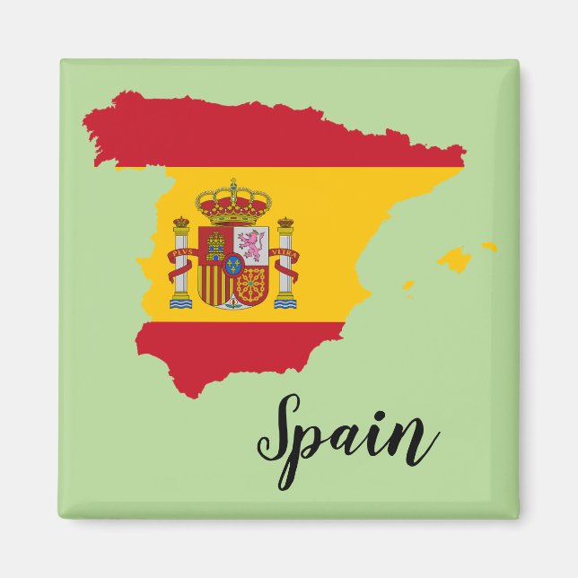 Spanien Flagga Karta Magnet (Framsidan)