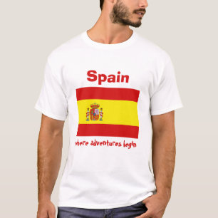 Spanien flagga + Karta + TextT-tröja Tee