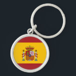 Spanien Flagga Keychain Rund Silverfärgad Nyckelring<br><div class="desc">Spanien Flagga Keychain. Llavero con la bandera de España.</div>