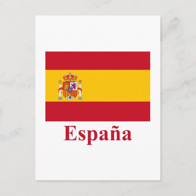Spanien Flagga med Namn på spanska Vykort (Framsida)