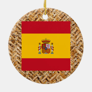 Spanien flagga på den themed textilen julgransprydnad keramik