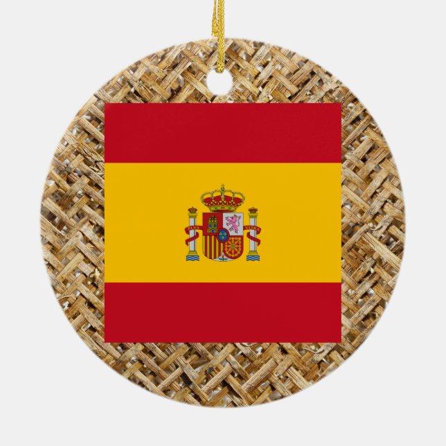 Spanien flagga på den themed textilen julgransprydnad keramik (Baksidan)