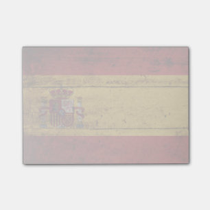 Spanien flagga på gammalt Wood korn Post-it Block