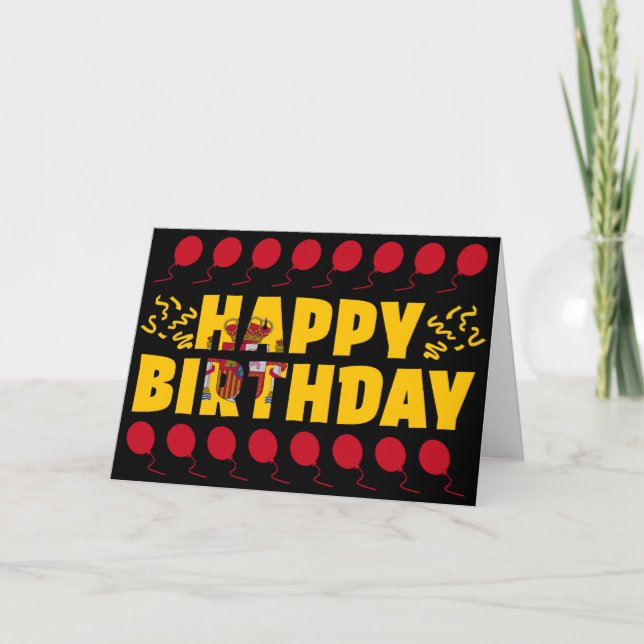 Spanien Flagga Patriotic Birthday Kort (Framsida)