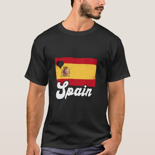 Spanien Flagga Pride Heart España Proud Spain Root T Shirt (Framsida)