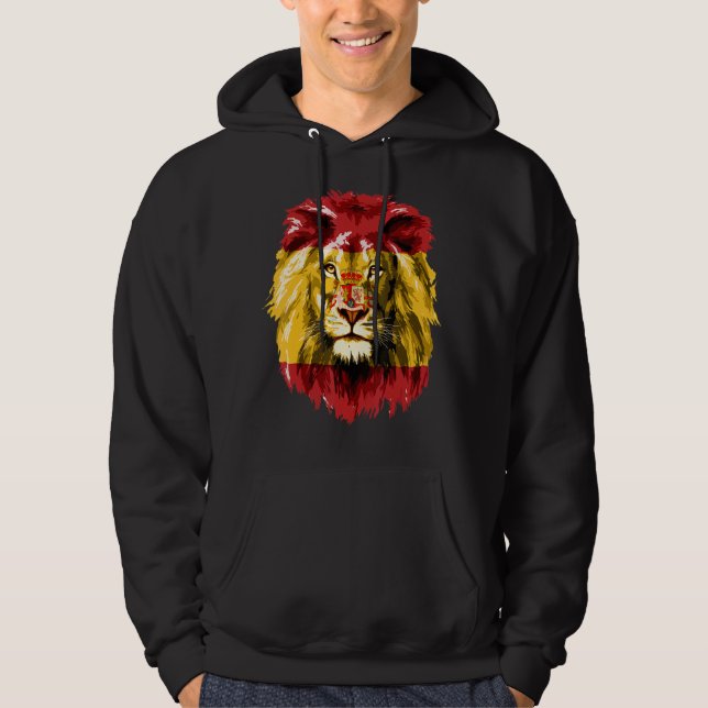 Spanien Flagga Pride Lejonare Ansikte España Spani Hoodie (Framsida)