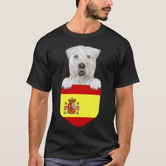 Spanien Flagga Soft Jackat Wheaten Terrier Hund in T Shirt (Framsida)