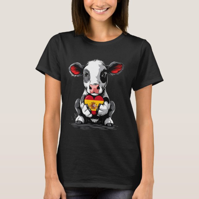 Spanien Flagga Söt Ko Spansk Stolthet Espanol Span T Shirt (Framsida)