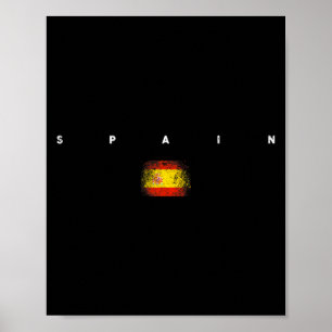 Spanien Flagga Stolthet Vintage Retro Fotboll Span Poster
