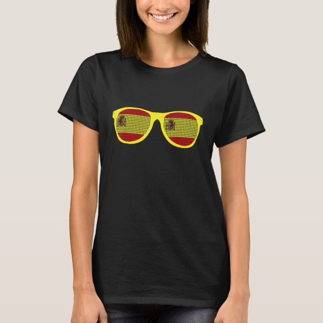 Spanien Flagga Sunglasses Graphic Funny Spain Stil T Shirt (Framsida)