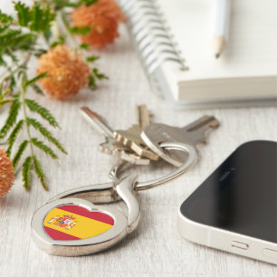 Spanien flagga twisted heart silverfärgad nyckelring