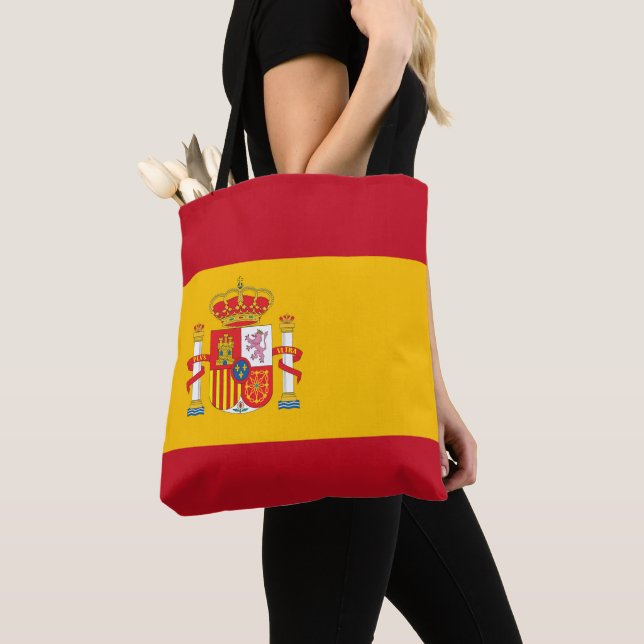 Spanien flagga tygkasse (Närbild)