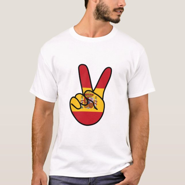 Spanien Flagga V-tecken T Shirt (Framsida)