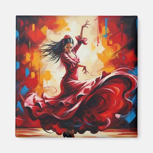 Spanien Flamenco Dancer Colorful Magnet (Framsidan)