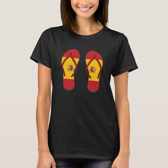 Spanien Flinflip flops Spanska Flagga Madrid Barce T Shirt (Framsida)