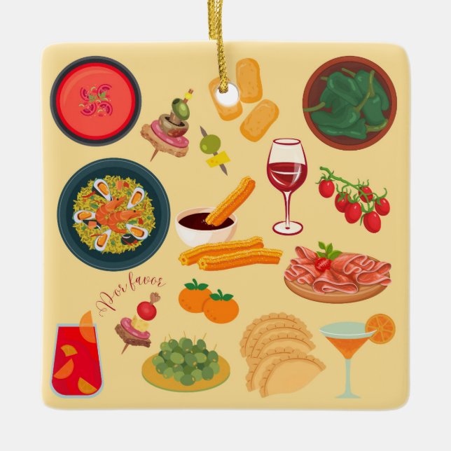 Spanien Food Julgransprydnad Keramik (Framsida)