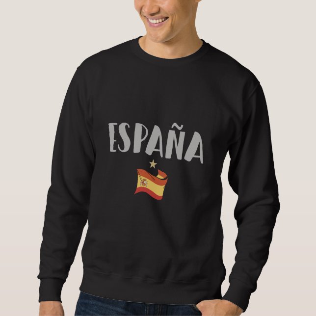 Spanien Fotboll Fantröja Flagga Lång Ärmad Tröja (Framsida)