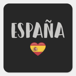 Spanien Fotboll Fläkt Shirt Flagga Fyrkantigt Klistermärke