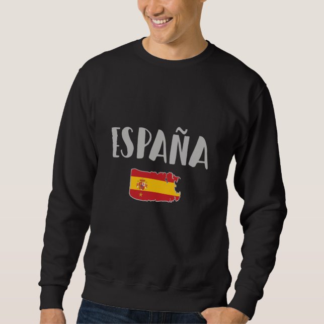 Spanien Fotboll Fläkt Shirt Flagga Lång Ärmad Tröja (Framsida)