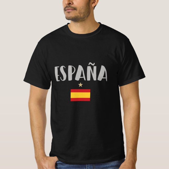Spanien Fotboll Fläkt Shirt Flagga T Shirt (Framsida)