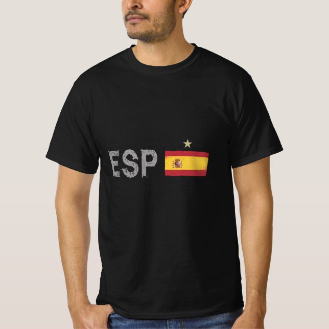 Spanien Fotboll Fläkt Shirt Spanska Flagga T Shirt (Framsida)