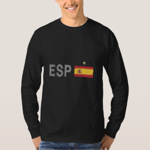 Spanien Fotboll Fläkt Shirt Spanska Flagga T Shirt