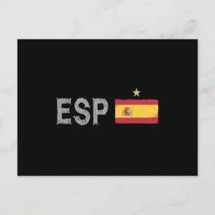 Spanien Fotboll Fläkt Shirt Spanska Flagga Vykort