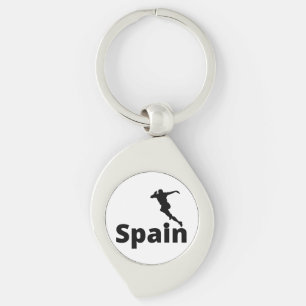 Spanien - fotboll swirl silverfärgad nyckelring