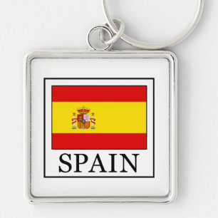 Spanien Fyrkantig Silverfärgad Nyckelring