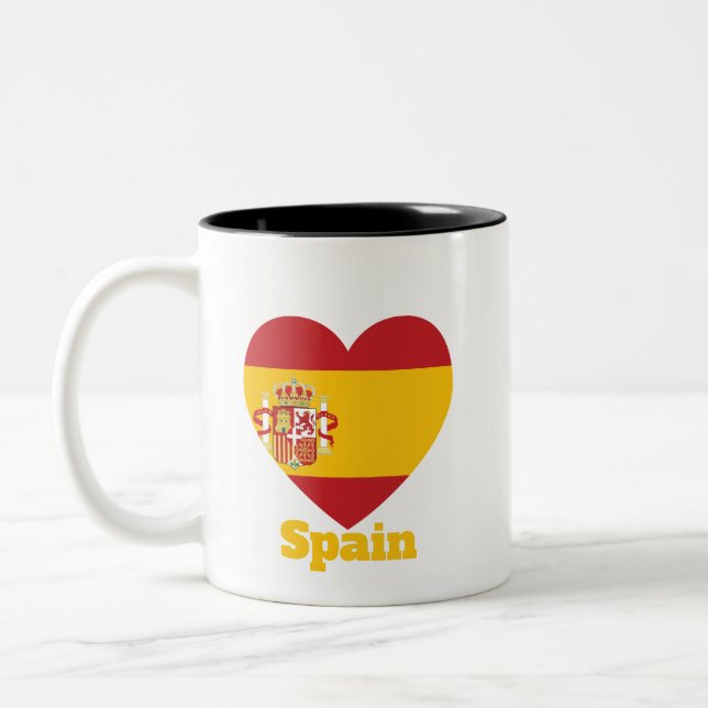 Spanien Heart Flagga Två-Tonad Mugg (Vänster)