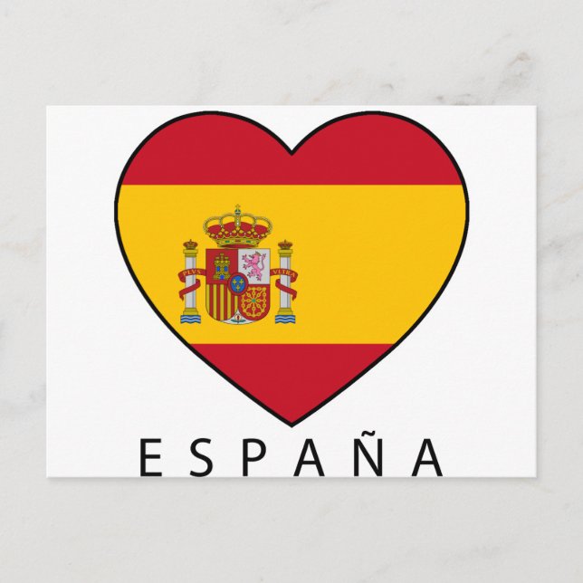 Spanien Heart med svart ESPANA Vykort (Framsida)