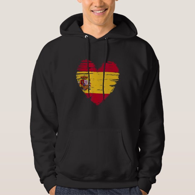 Spanien Heart Spanska Flagga Pride Hoodie (Framsida)