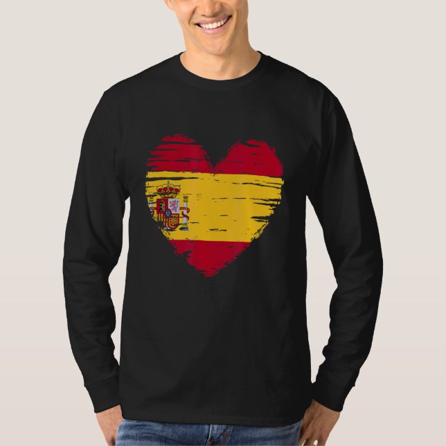 Spanien Heart Spanska Flagga Pride T Shirt (Framsida)