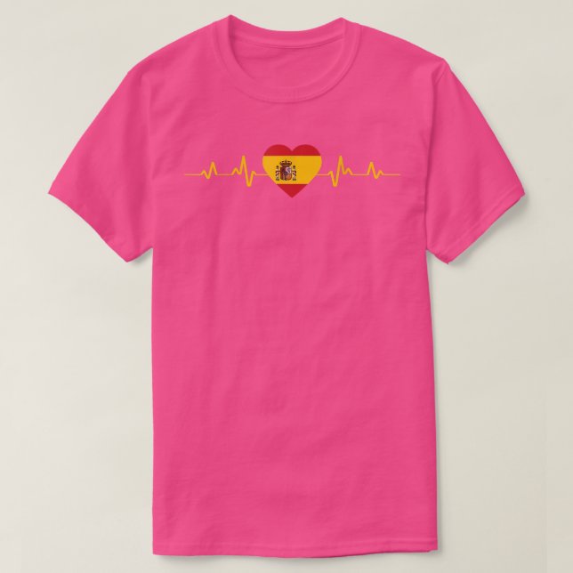 Spanien Heartbeats Ekg Espana Flagga T Shirt (Design framsida)