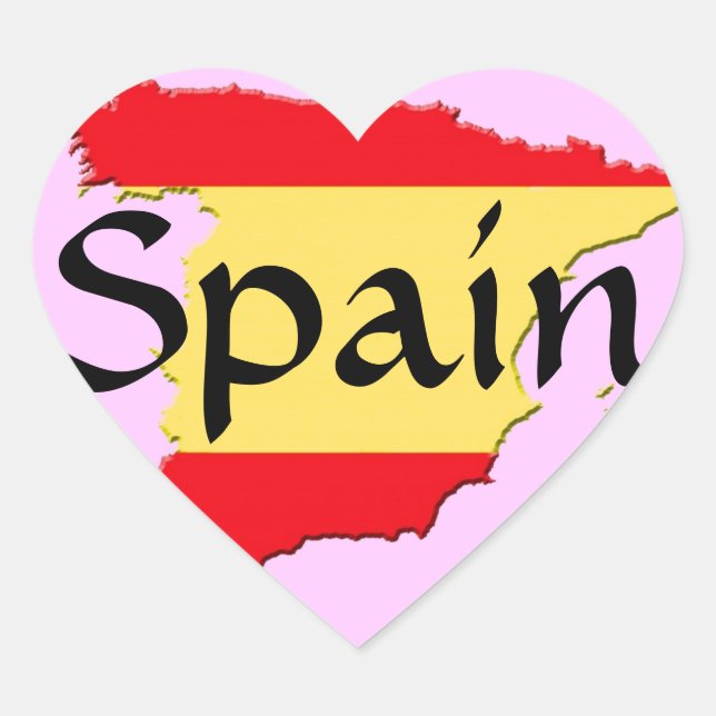 Spanien Hjärtformat Klistermärke (Framsida)