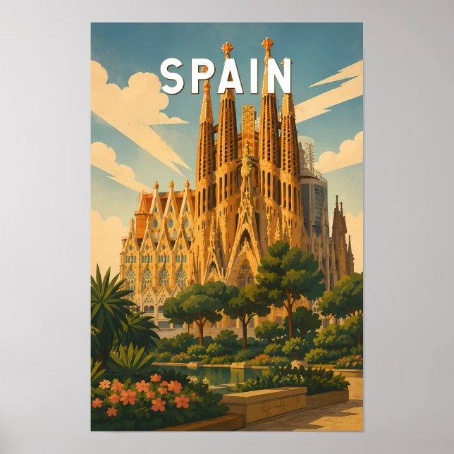 Spanien Illustration Resa Konst Vintage Poster (Framsidan)