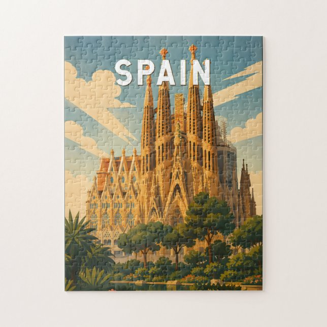 Spanien Illustration Resa Konst Vintage Pussel (Vertikal)