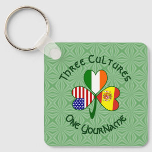 Spanien Irland USA flagga Shamrock Ditt namn Nyckelring
