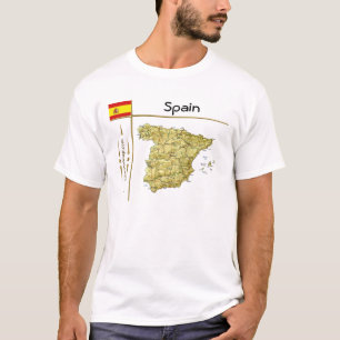 Spanien Karta + Flagga + Avdelning T-Shirt
