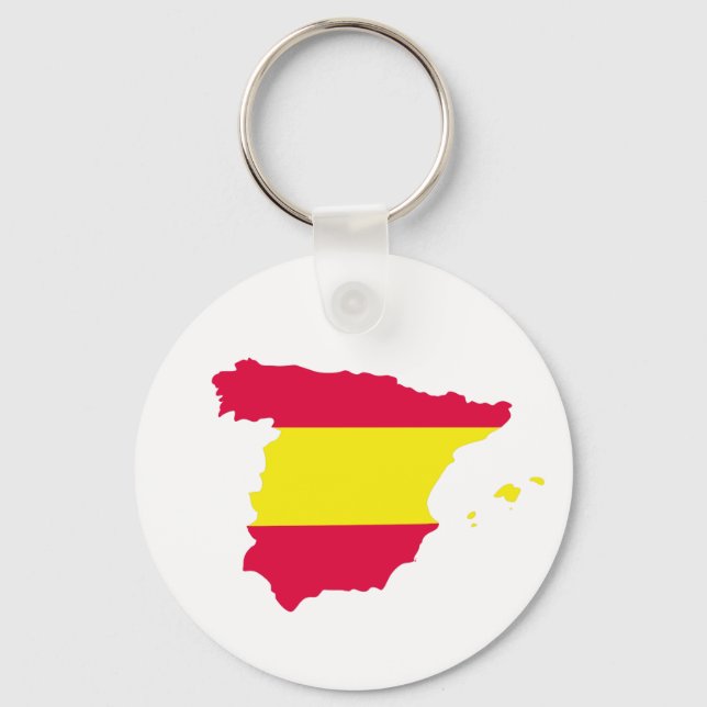 Spanien Karta Flagga Nyckelring (Framsida)