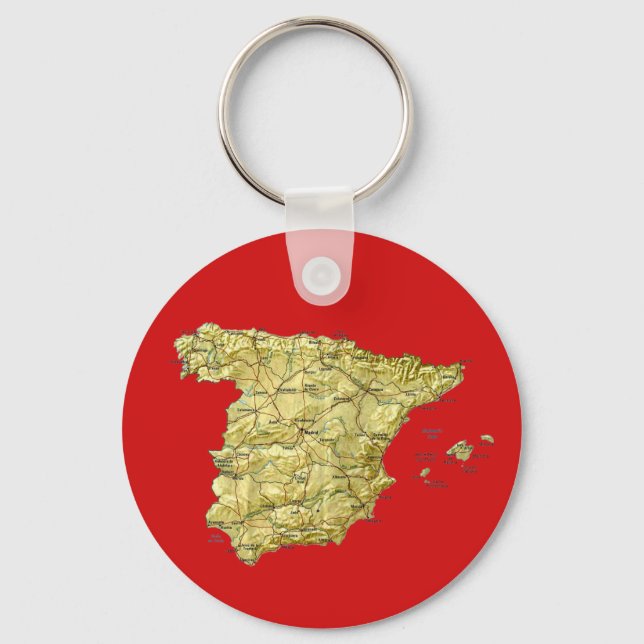 Spanien Karta Keychain Nyckelring (Framsida)