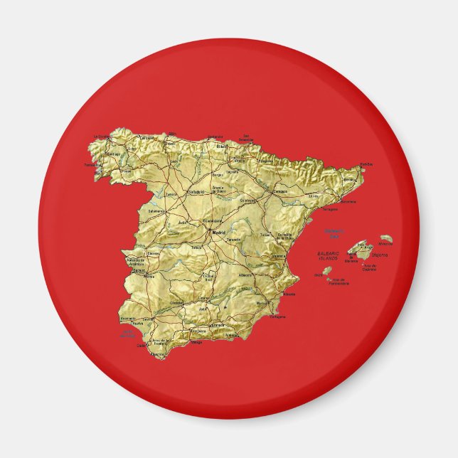 Spanien Karta Magnet (Framsidan)