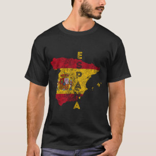 Spanien Karta och Flagga Souvenir Distress España  T Shirt