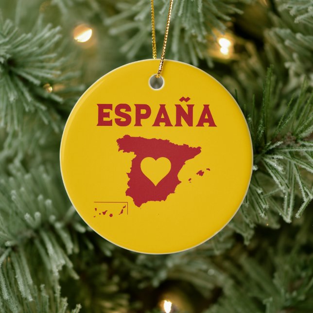 Spanien Karta Ornament España Gult Red (Träd)