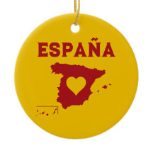 Spanien Karta Ornament España Gult Red