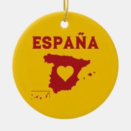Spanien Karta Ornament España Gult Red